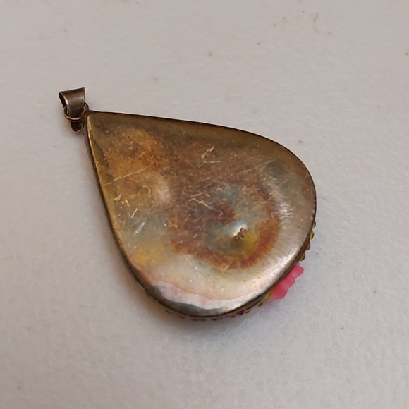 Frida Kahlo Inspired Vibrant Multicolor Crystal Paved Sterling Silver Pendant - Picture 4 of 10